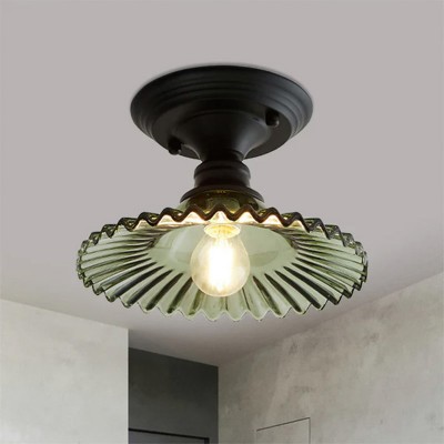 Zorath Small Black Metal Textured Glass Ceiling Light