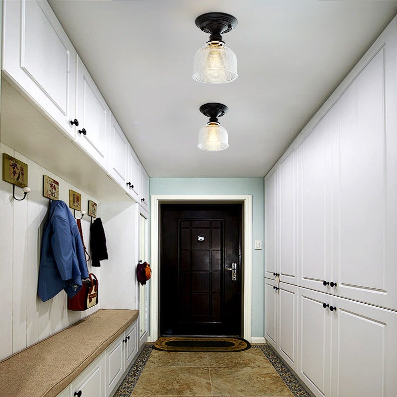 Zorath Small Black Metal Textured Glass Ceiling Light