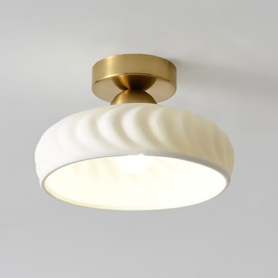 Rethen Light Luxury White Round Textured Ceramic Ceiling Light
