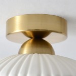Rethen Light Luxury White Round Textured Ceramic Ceiling Light