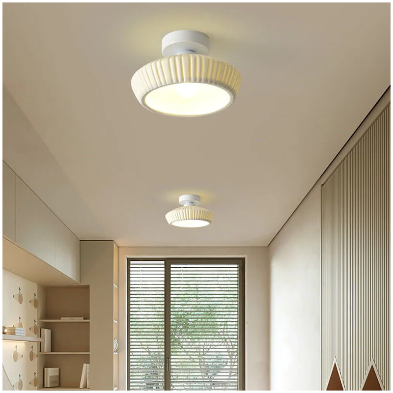 Rethen Light Luxury White Round Textured Ceramic Ceiling Light
