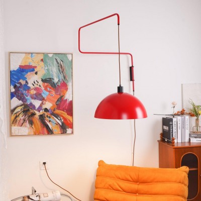 Thalys Minimalist Adjustable Swing Long Arm Dome Sconce