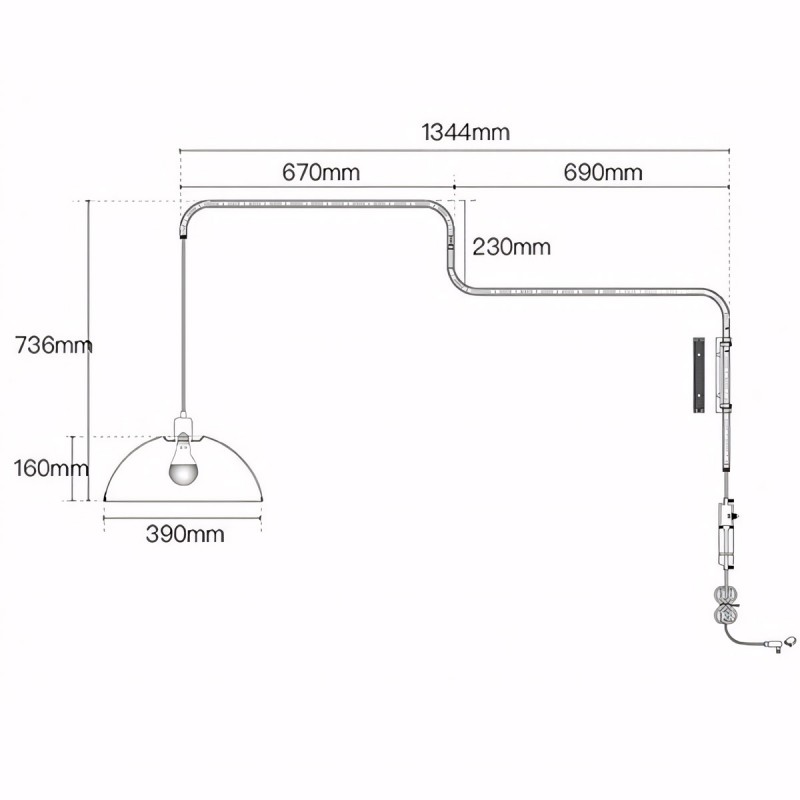Thalys Minimalist Adjustable Swing Long Arm Dome Sconce