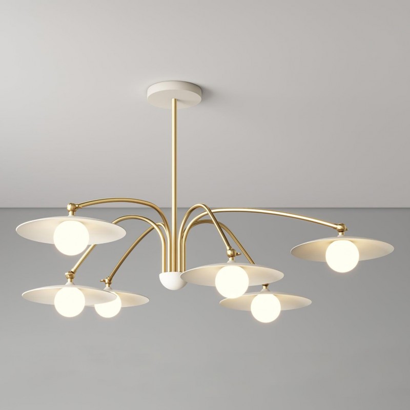 Xandros White Metal Champignon Chandelier