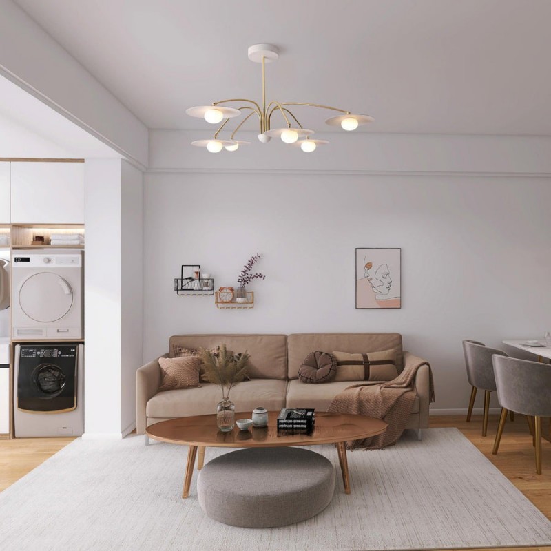 Xandros White Metal Champignon Chandelier