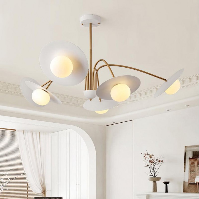 Xandros White Metal Champignon Chandelier