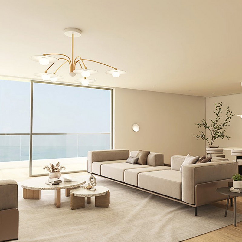 Xandros White Metal Champignon Chandelier