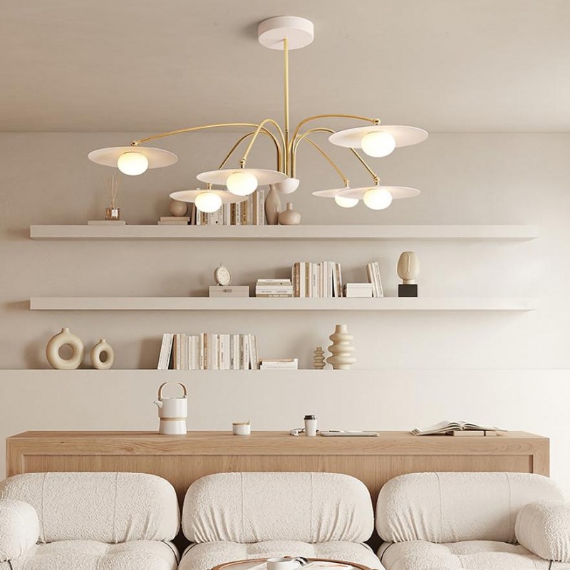 Xandros White Metal Champignon Chandelier