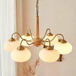 Xyrian Farmhouse Wood White Bauhaus Persimmon Chandelier
