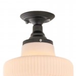 Iveria Striped Milk Glass Schoolhouse Flush Mount Ceiling Light