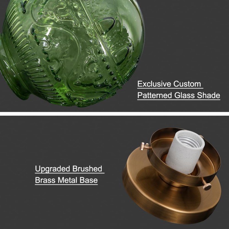 Ixionis Vintage Engraved Pattern Globe Glass Flush Mount Ceiling Light