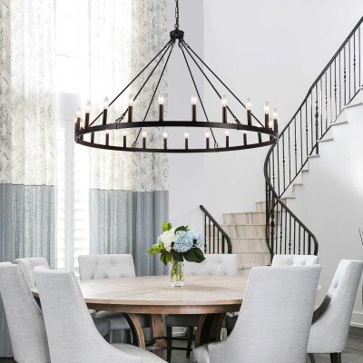 Raeth Farmhouse 24 Lights Wagon Wheel Candle Style Chandelier