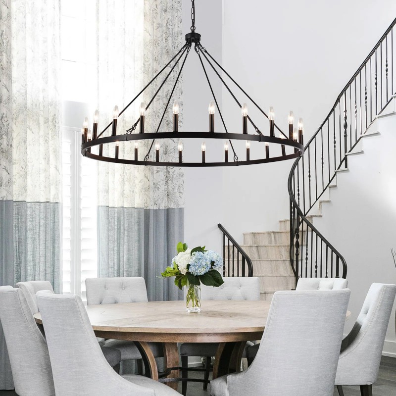 Raeth Farmhouse 24 Lights Wagon Wheel Candle Style Chandelier