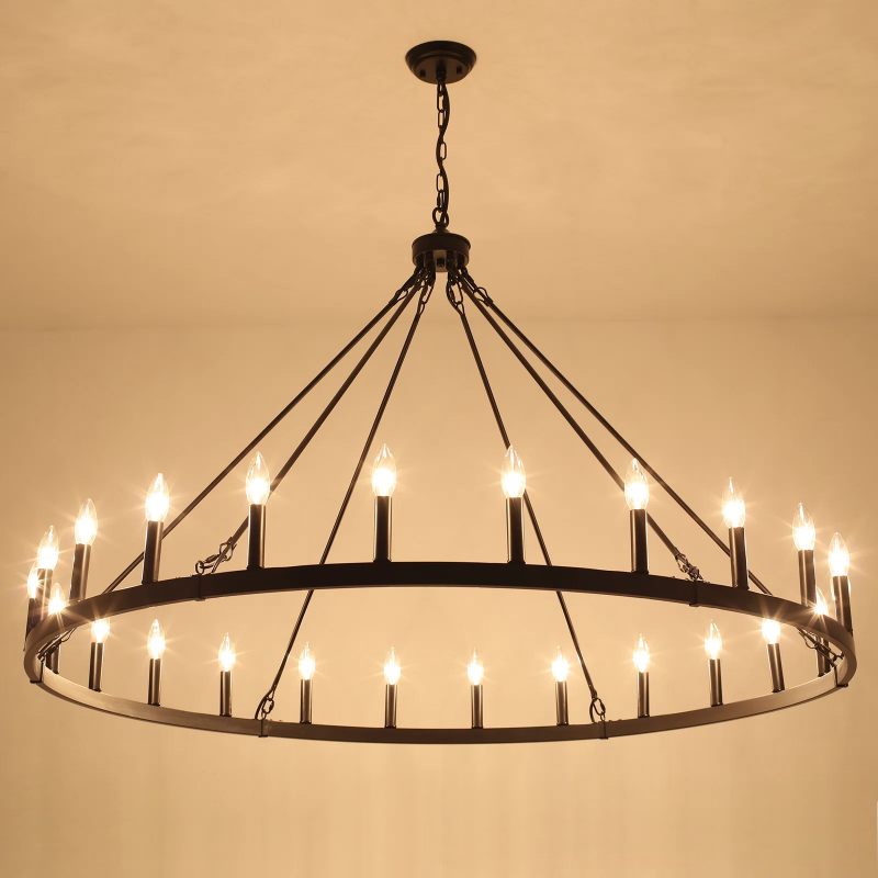 Raeth Farmhouse 24 Lights Wagon Wheel Candle Style Chandelier