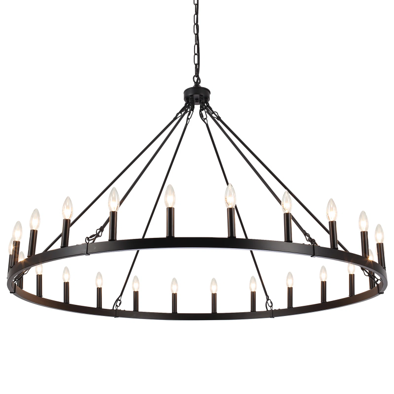 Raeth Farmhouse 24 Lights Wagon Wheel Candle Style Chandelier