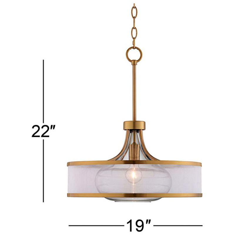 Myrith Antique Organza Glass Drum Shape Pendant Light