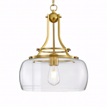 Thalys Brushed Gold Clear Glass Shade Charleston Pendant Light