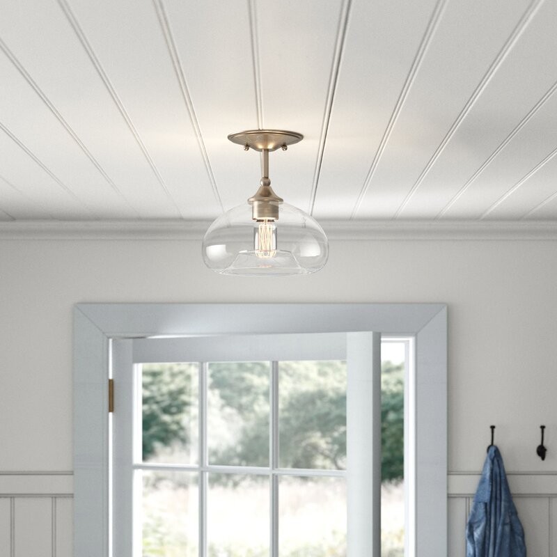 Thyran Farmhouse Small Globe Clear Glass Flush Mount Ceiling Light