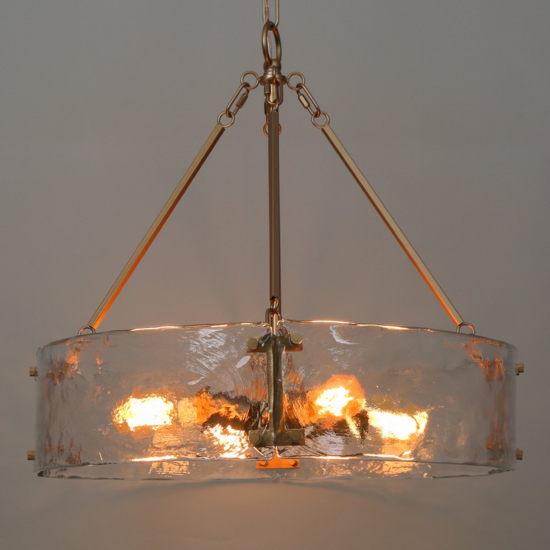 Vornix Modern 4 Light Gold Textured Glass Drum Pendant Light