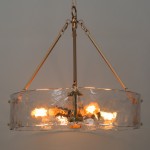 Vornix Modern 4 Light Gold Textured Glass Drum Pendant Light