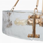 Vornix Modern 4 Light Gold Textured Glass Drum Pendant Light