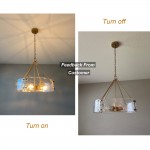 Vornix Modern 4 Light Gold Textured Glass Drum Pendant Light