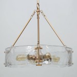 Vornix Modern 4 Light Gold Textured Glass Drum Pendant Light