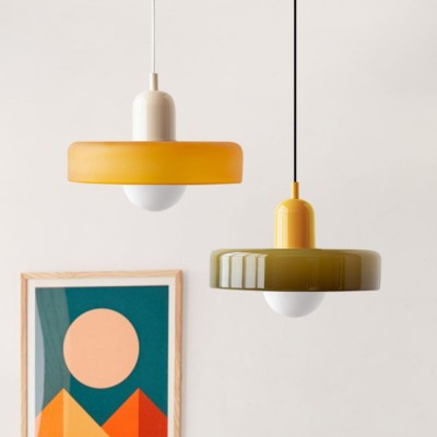 Xanadu Bauhaus Stained Glass Disc Pendant Light
