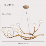 Damian Rustic Tree Branch Chandelier with Bubble Glass Lamp Shades