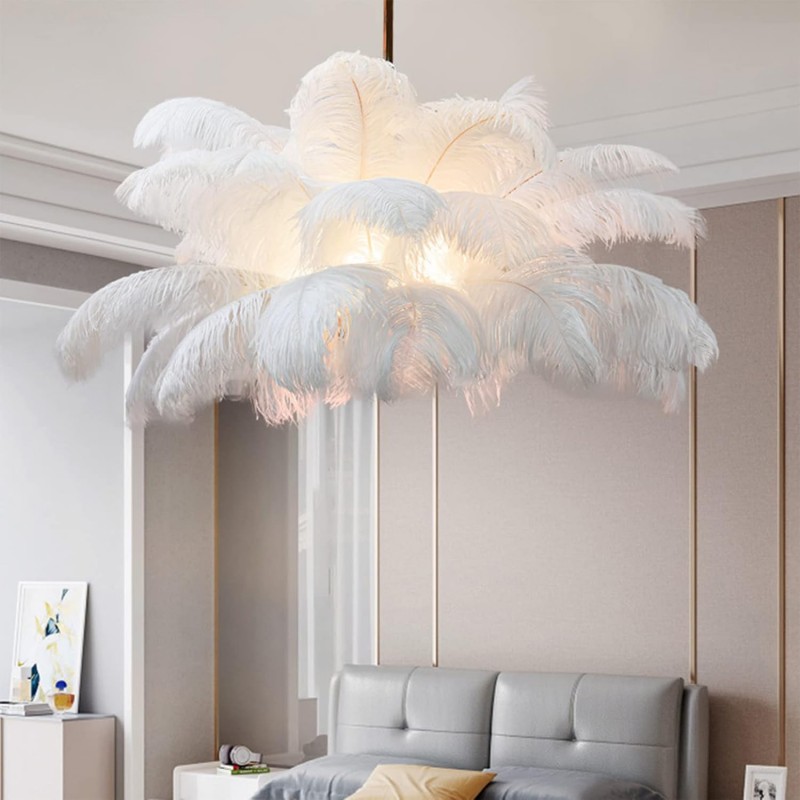 Caden Modern Nordic Ostrich Feather Chandelier