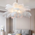 Caden Modern Nordic Ostrich Feather Chandelier