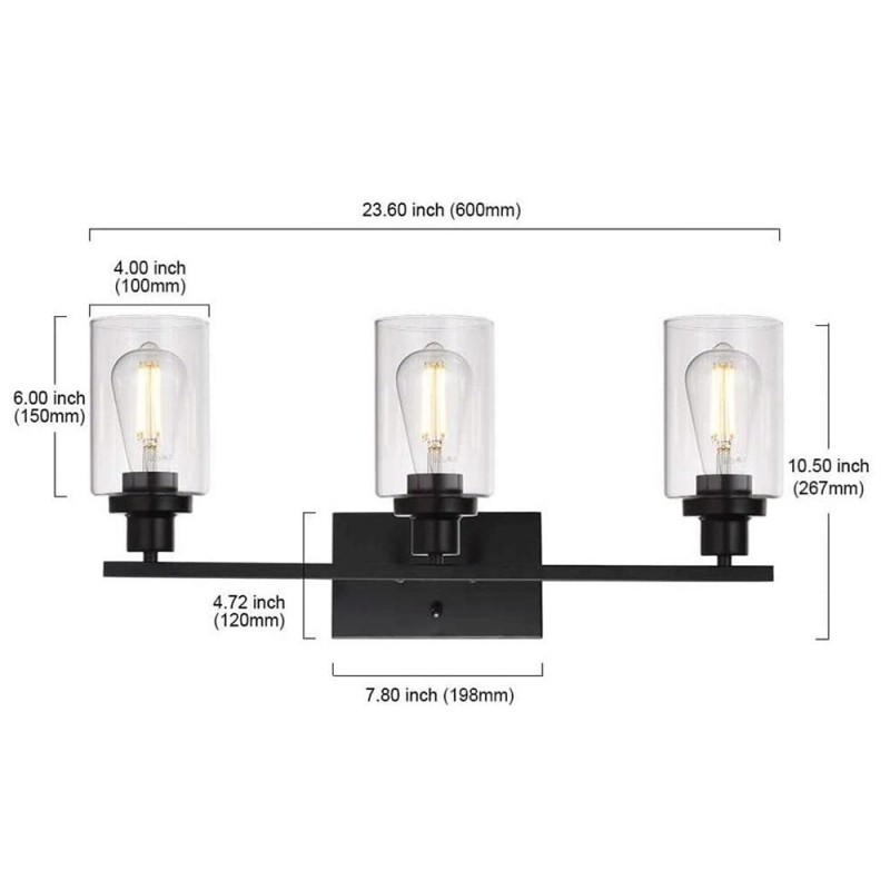 Lynor Classic Farmhouse Clear Glass Triple Sconce