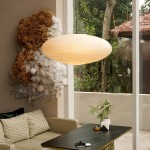 Aggiea Minimalist Yellow Travertine Frisbee Pendant Lamp