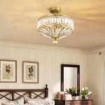 Parnika Luxury Carved Crystal Drum Semi Flush Chandelier