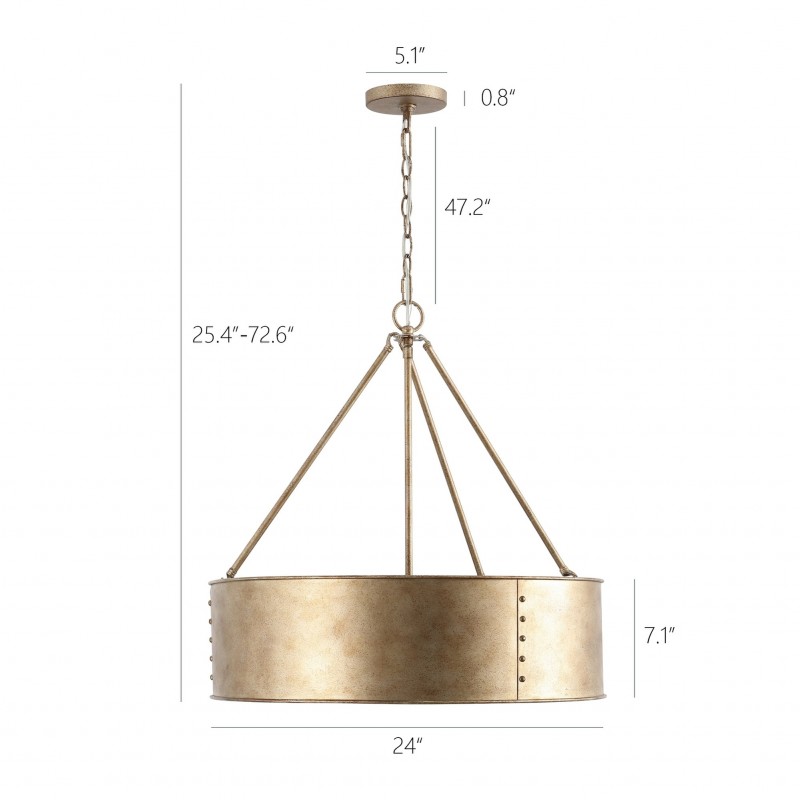 Bradley Industrial Distressed Metal Drum Shade Chandelier