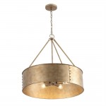 Bradley Industrial Distressed Metal Drum Shade Chandelier