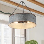 Bradley Industrial Distressed Metal Drum Shade Chandelier