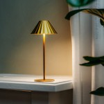 Heley Exquisite Brass Color Rechargeable Dimmable Cordless Table Lamp