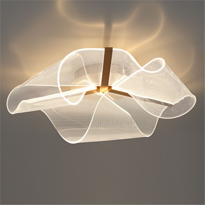Geryn Brushed Gold Acrylic Flower Led Ceiling Light