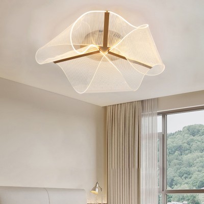 Geryn Brushed Gold Acrylic Flower Led Ceiling Light
