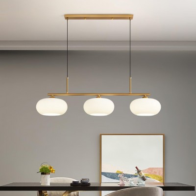 Wrythe 3-Light Milk Glass Linear Pendant Light