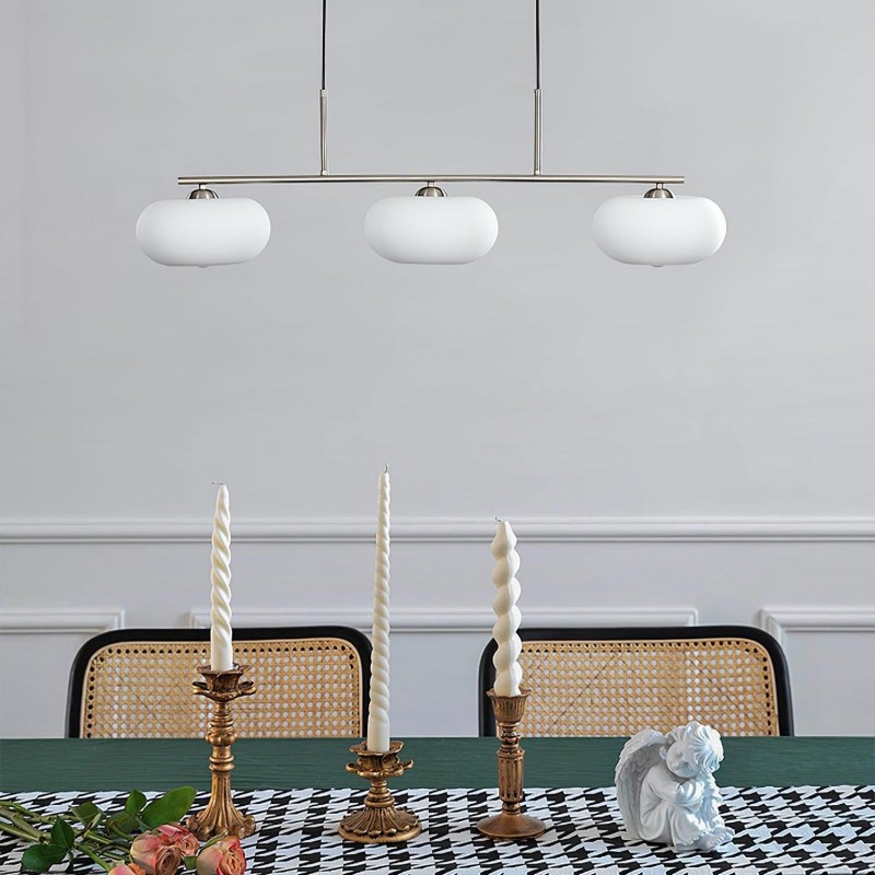 Wrythe 3-Light Milk Glass Linear Pendant Light
