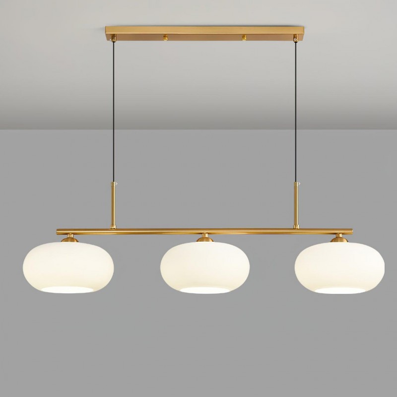 Wrythe 3-Light Milk Glass Linear Pendant Light