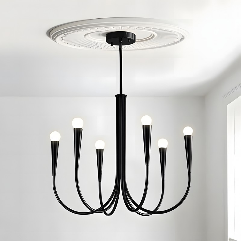 Luren Light Luxury Candle Iron Branch Chandelier