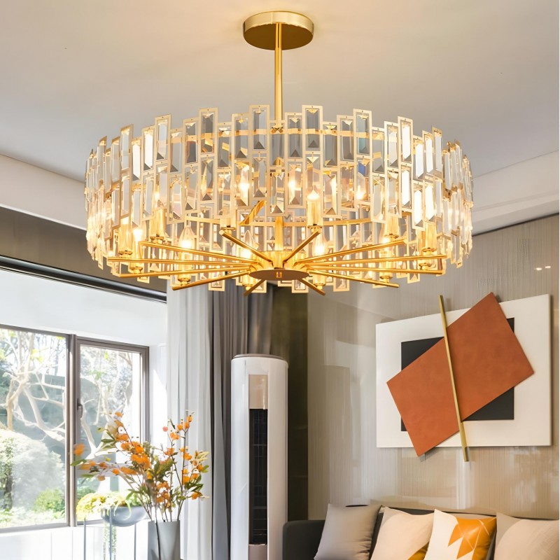 Quirin Luxurious Gold Round Crystal Chandelier
