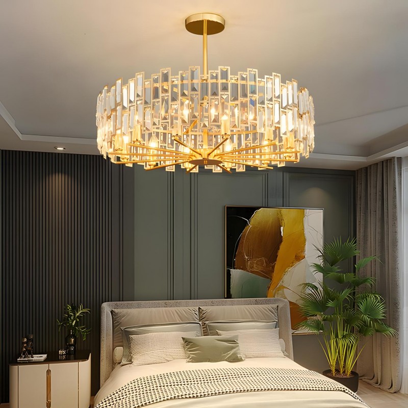Quirin Luxurious Gold Round Crystal Chandelier
