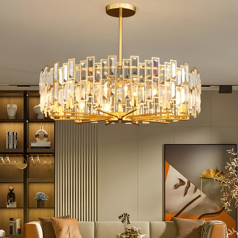 Quirin Luxurious Gold Round Crystal Chandelier