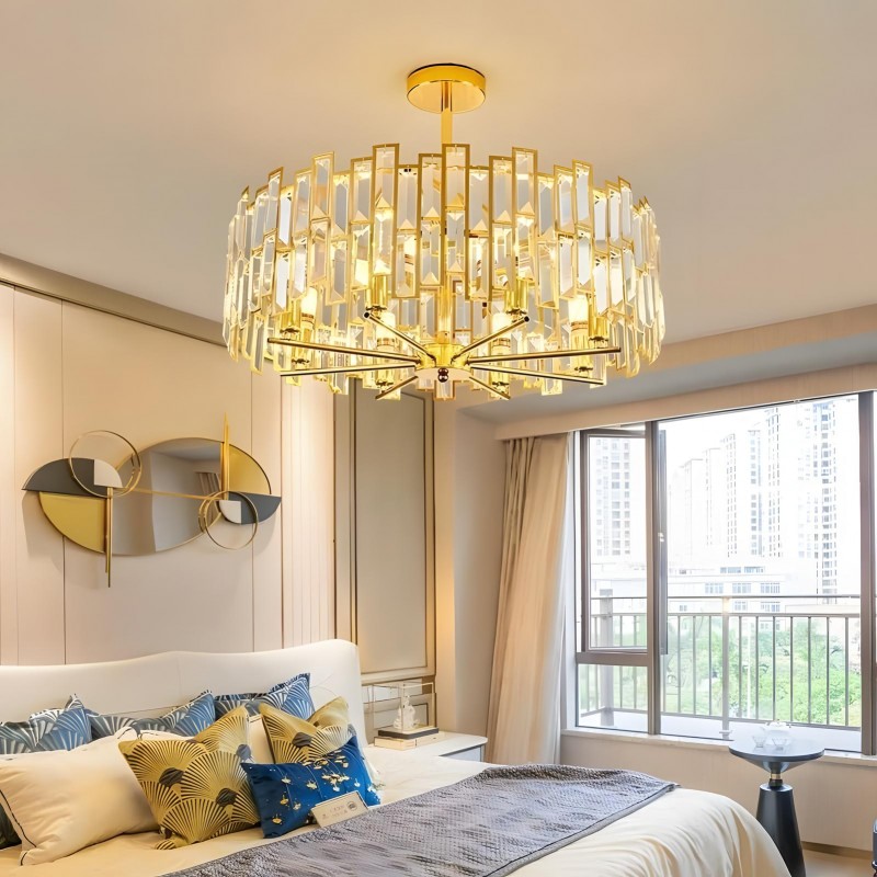 Quirin Luxurious Gold Round Crystal Chandelier