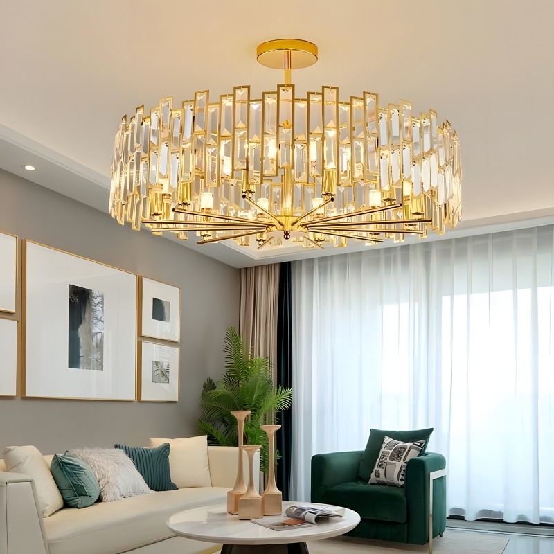 Quirin Luxurious Gold Round Crystal Chandelier