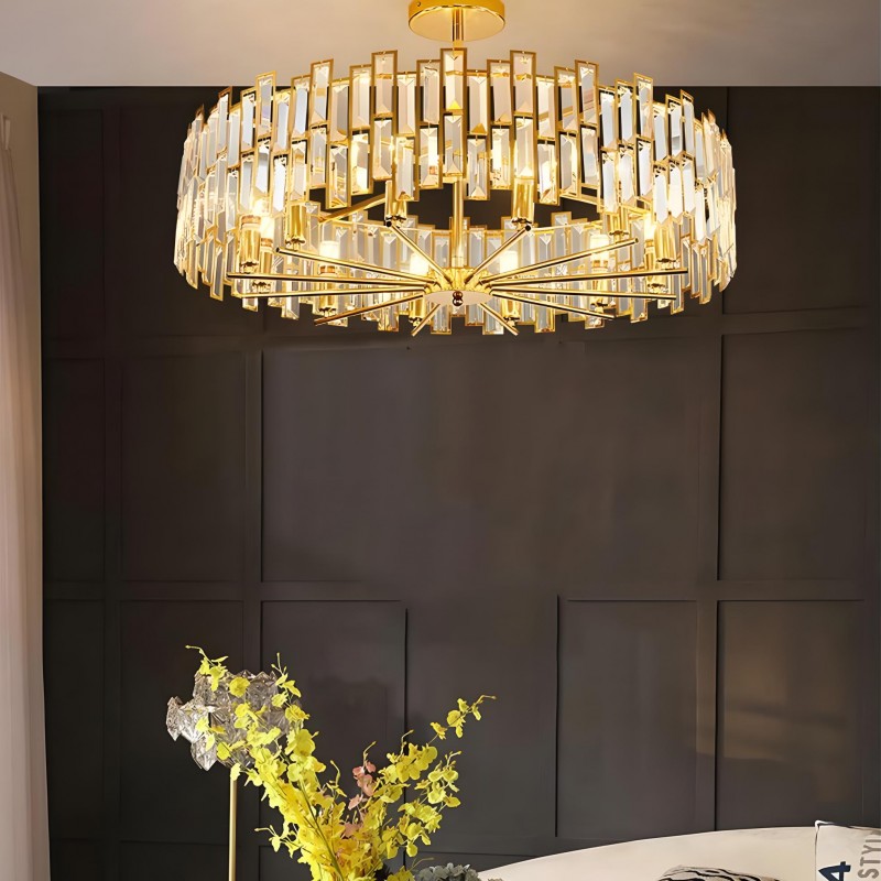 Quirin Luxurious Gold Round Crystal Chandelier